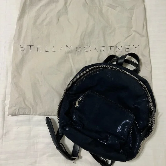 Stella McCartney Blue Falabella Backpack Bag Purse